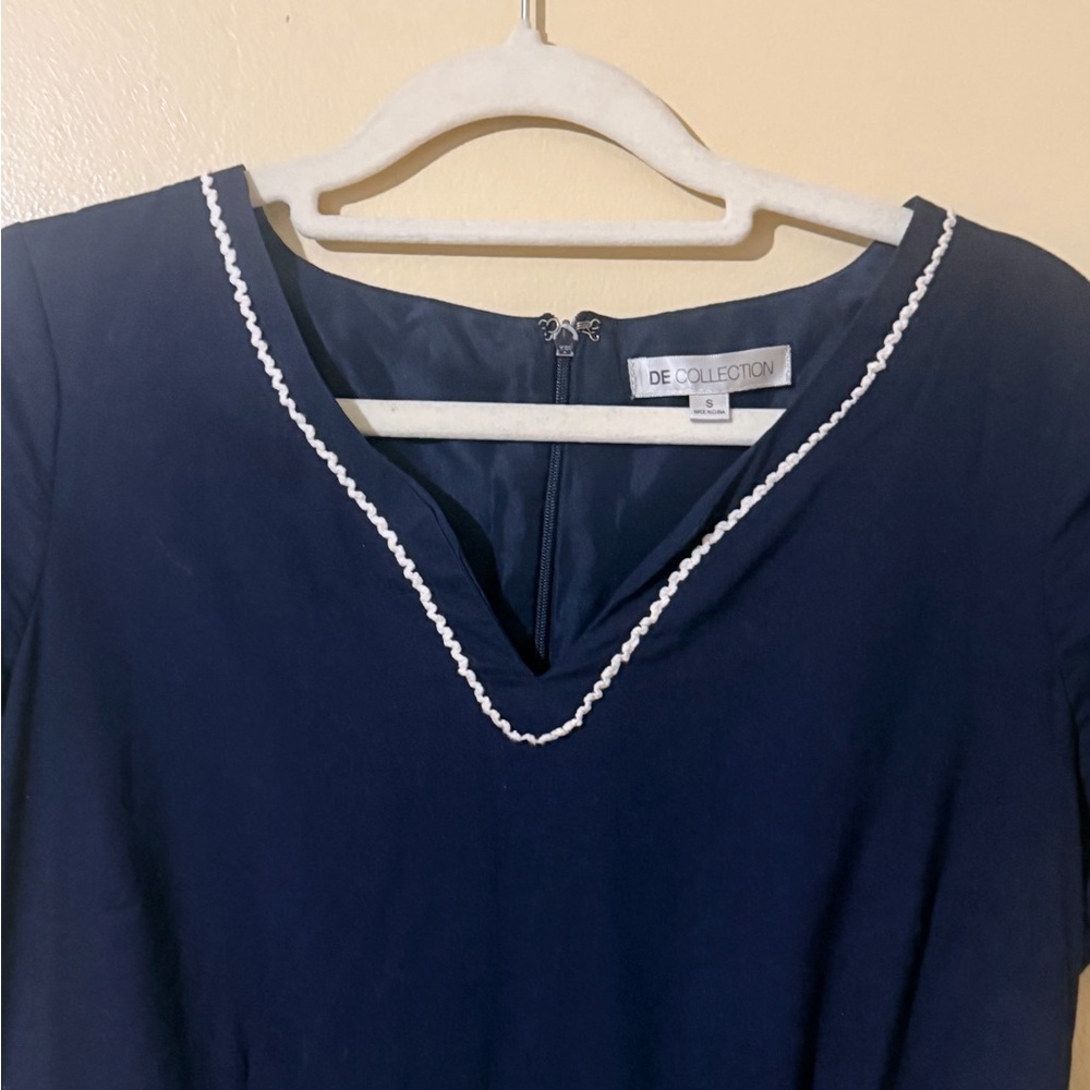 SD Collection Navy Dress with White Embroidery - Picture 6 of 8